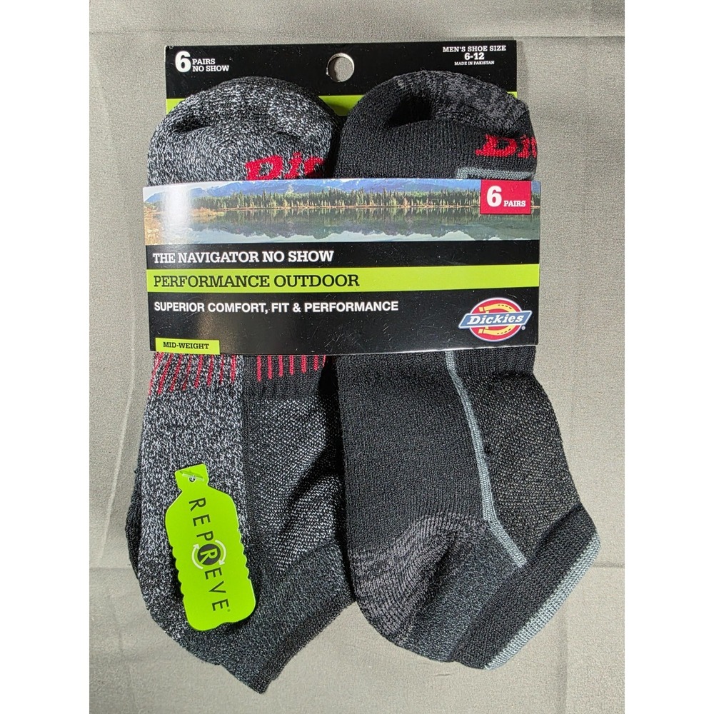 6 Pairs Dickies The Navigator No Show Performance Outdoor Mens Socks Size 6-12